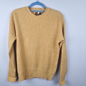 Vintage Austin Reed by Cox Moore Shetland Wool Cable Knit Sweater Size L Yellow